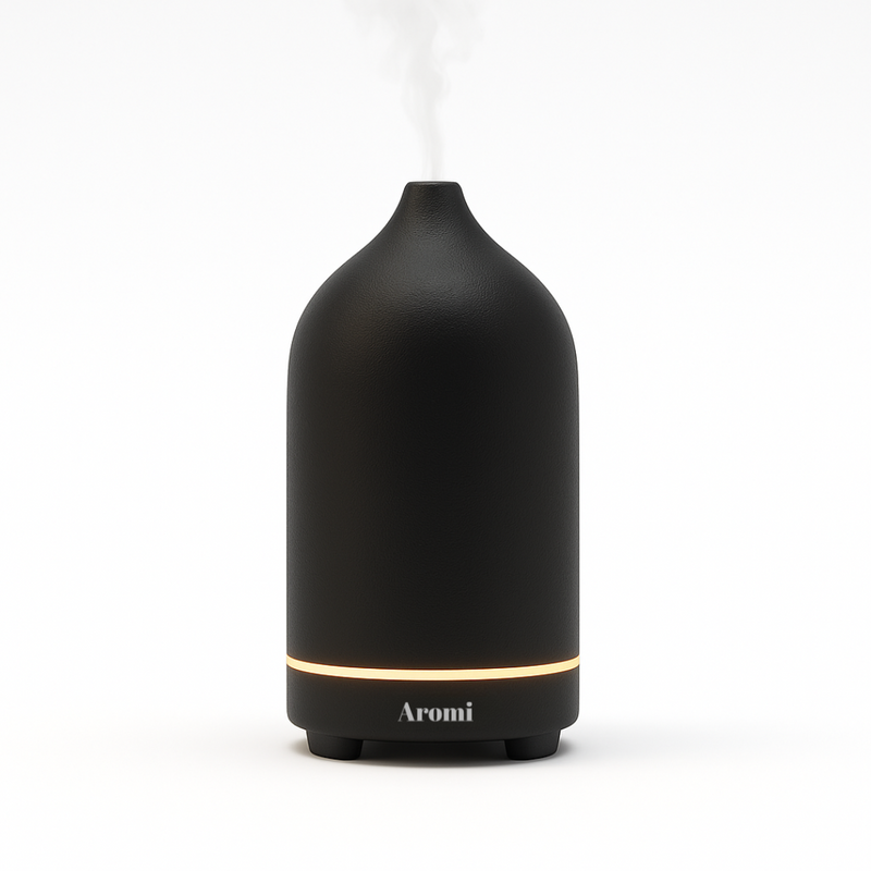 Svart keramisk diffuser, vit bakgrund frontvy