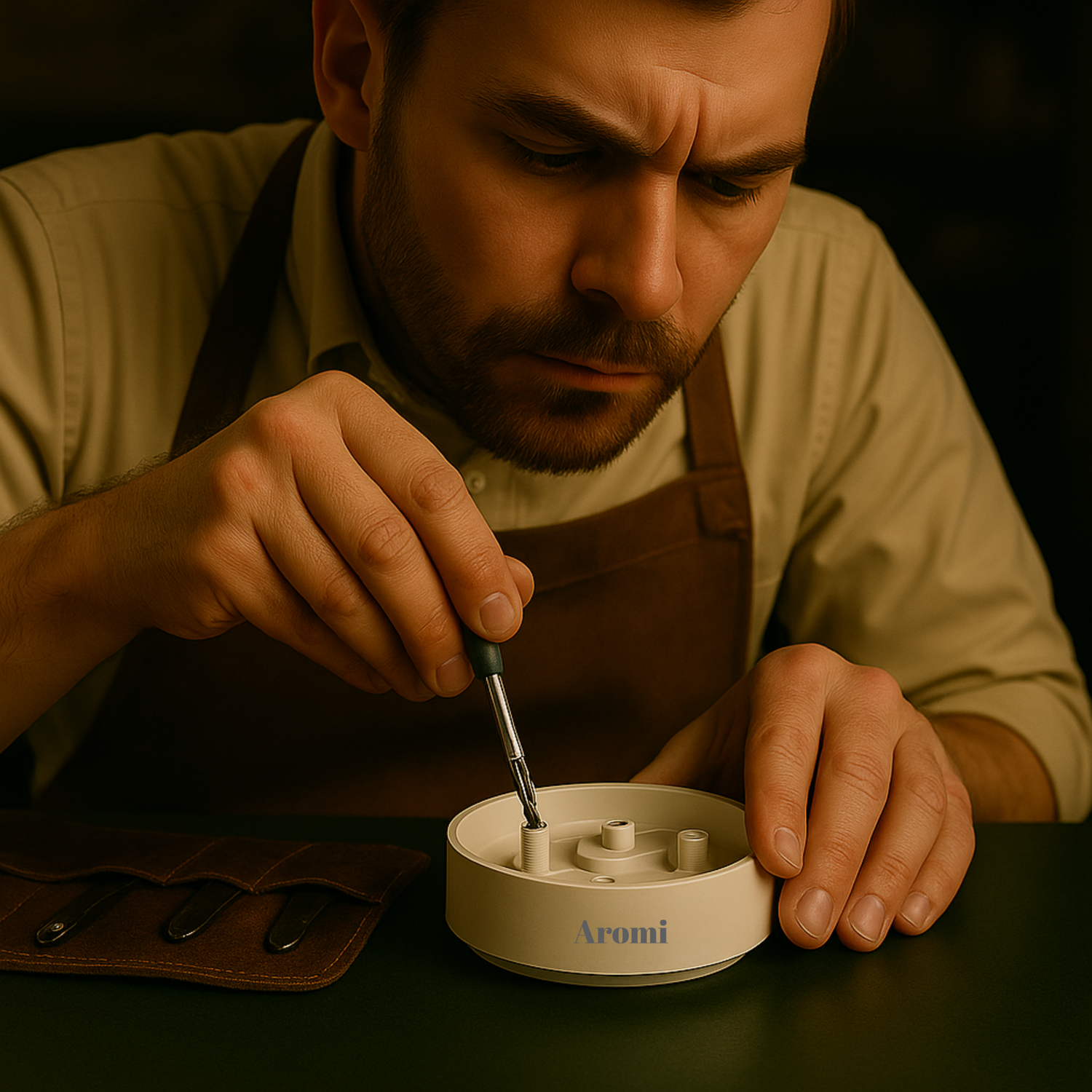 Doftspridare i sten vit, man som tillverkar diffuser