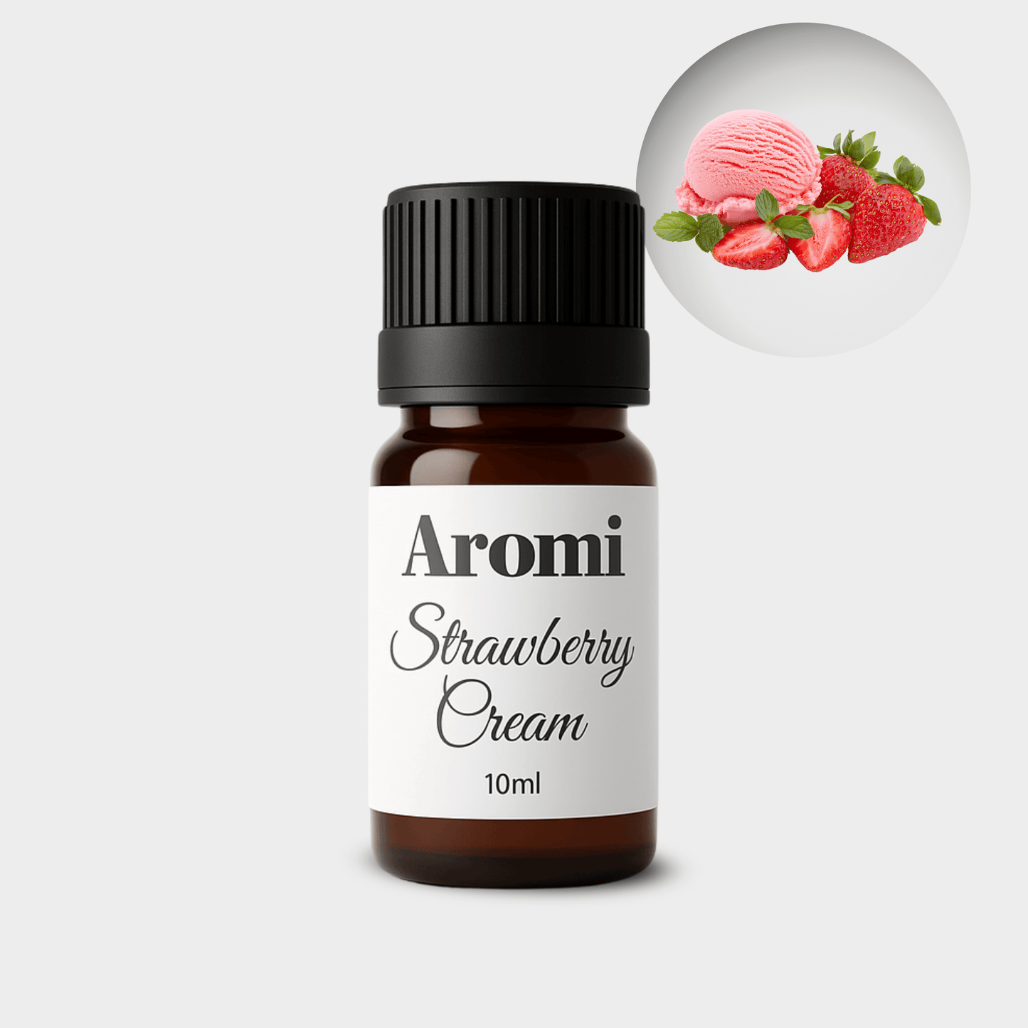 Strawberry Cream doftolja, frontvy grå bakgrund