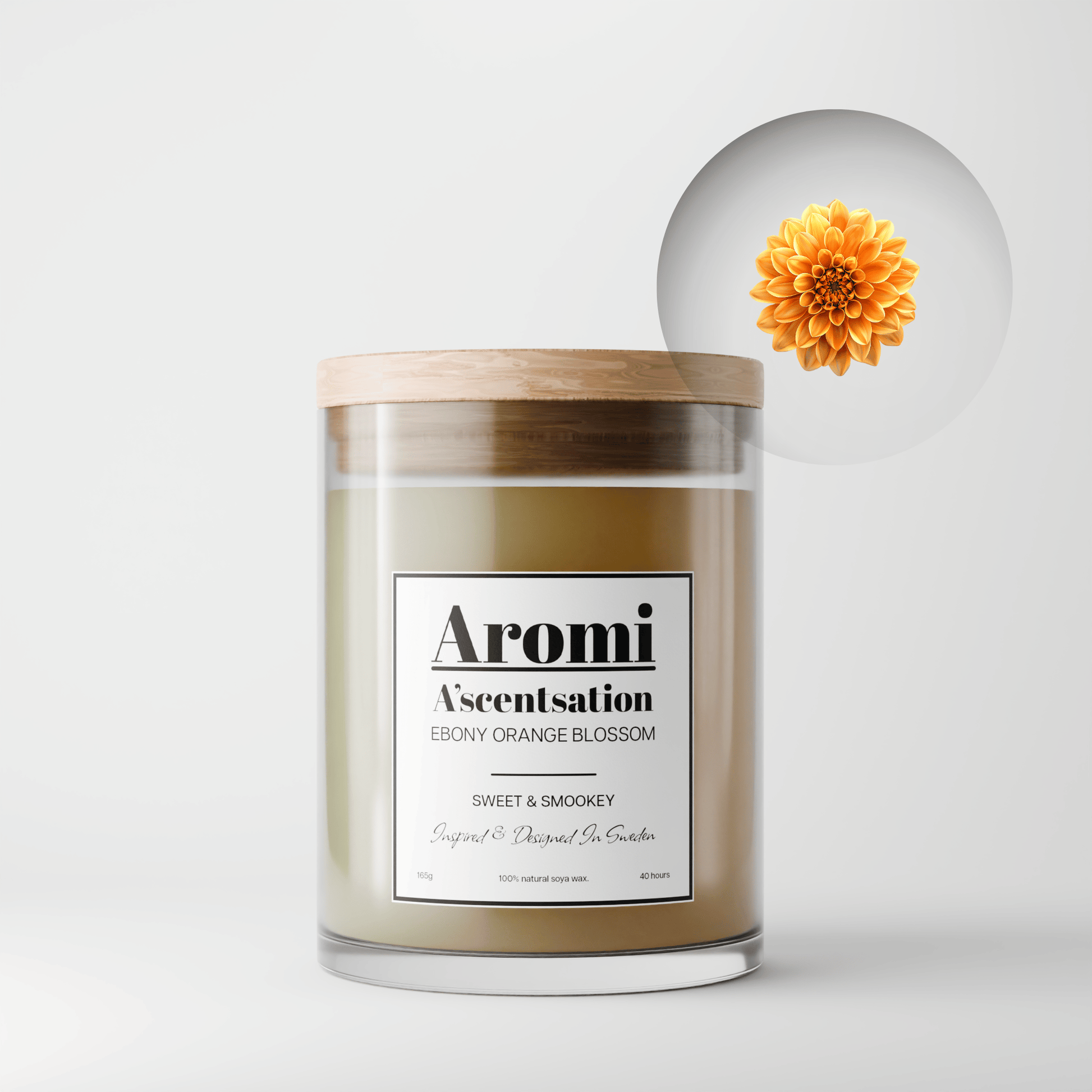 Doftljus apelsin, vit bakgrund frontvy