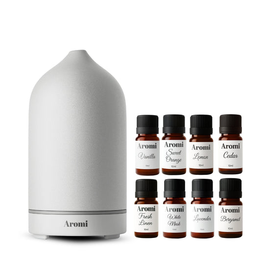 Diffuser och 8 dofter, frontvy vit bakgund