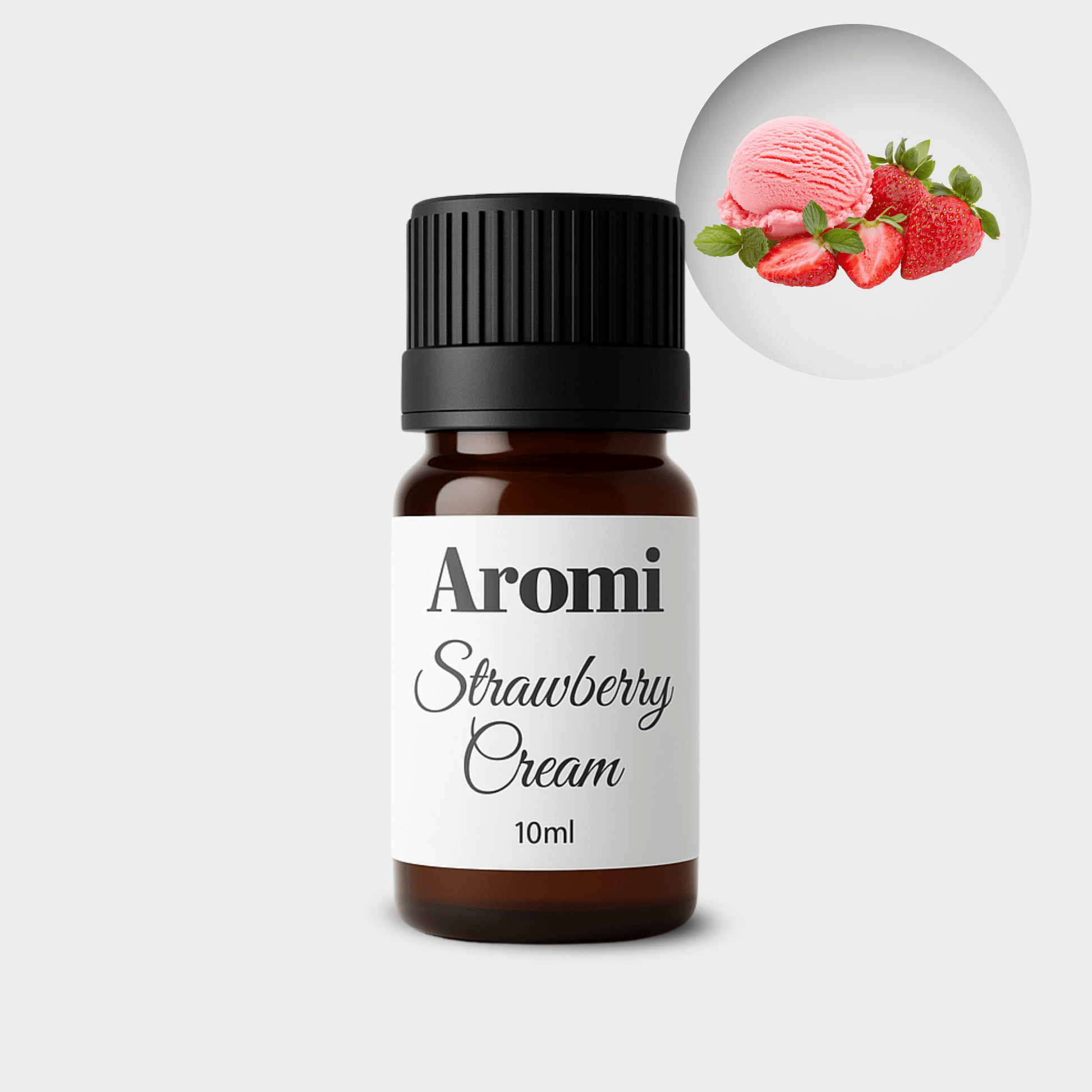 Strawberry Cream doftolja, frontvy grå bakgrund