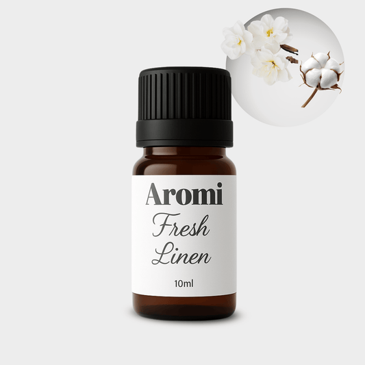 Nytvättat doftolja, frontvy grå bakgrund