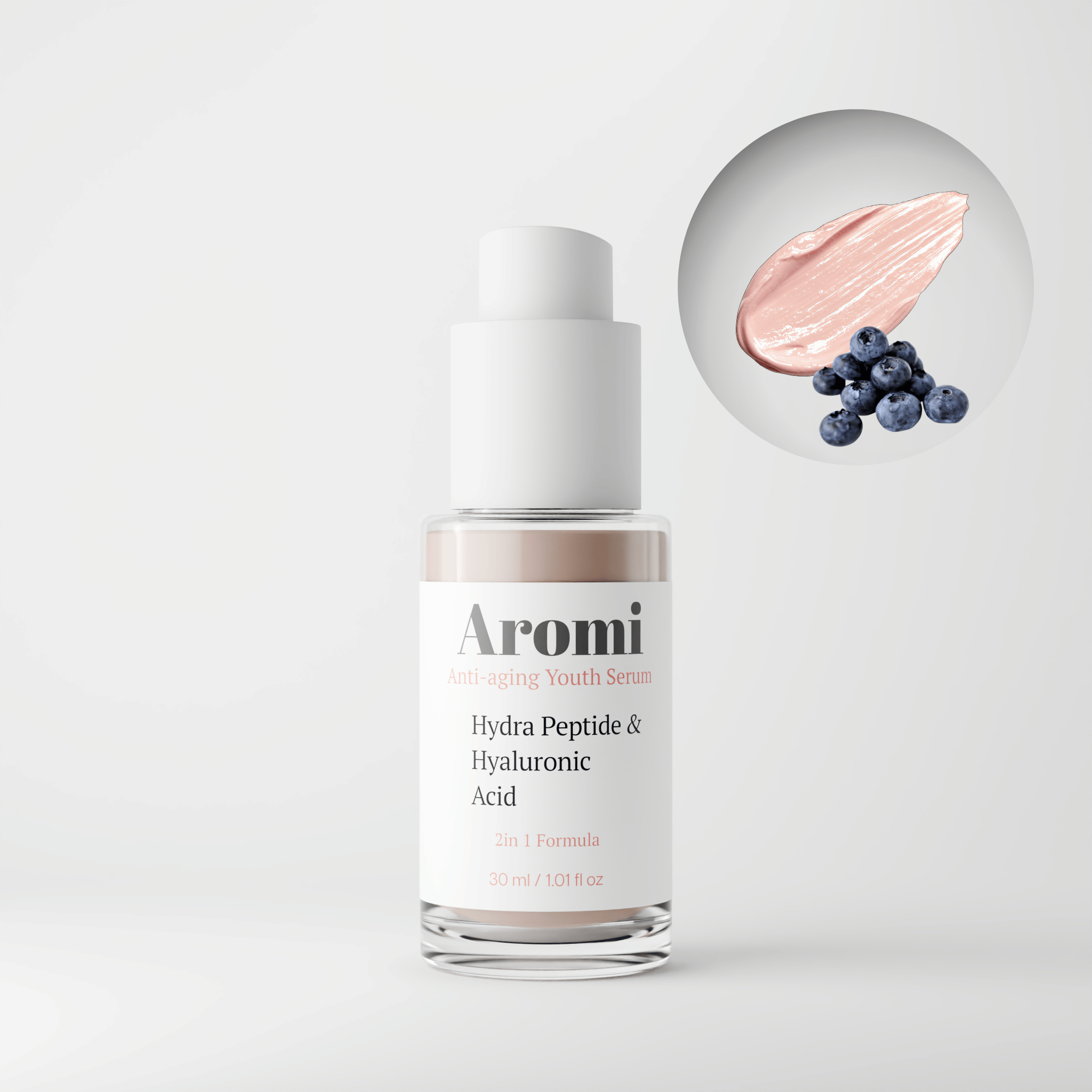 Anti aging serum, frontvy vit bakgrund