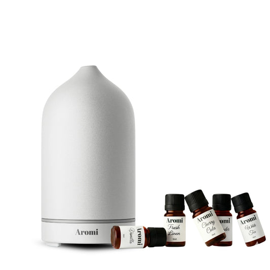 Aromi Signaturpaket – Trådlös Diffuser + 5 dofter