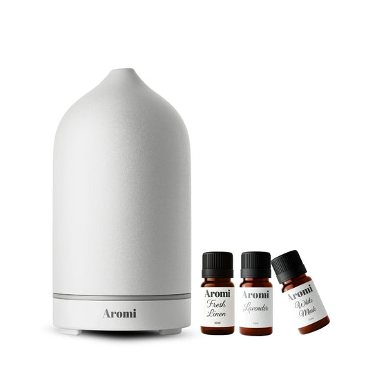 Diffuser och 3 dofter, frontvy vit bakgund