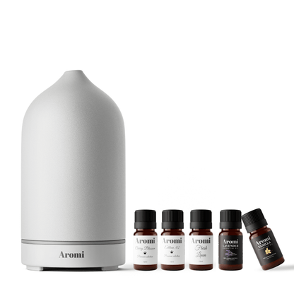 Aromi Signaturpaket – Trådlös Diffuser + 5 dofter