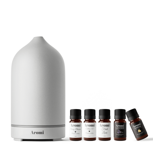 Aromi Signaturpaket – Trådlös Diffuser + 5 dofter