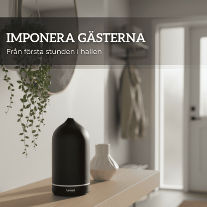 Svart diffuser i en hall, frontvy