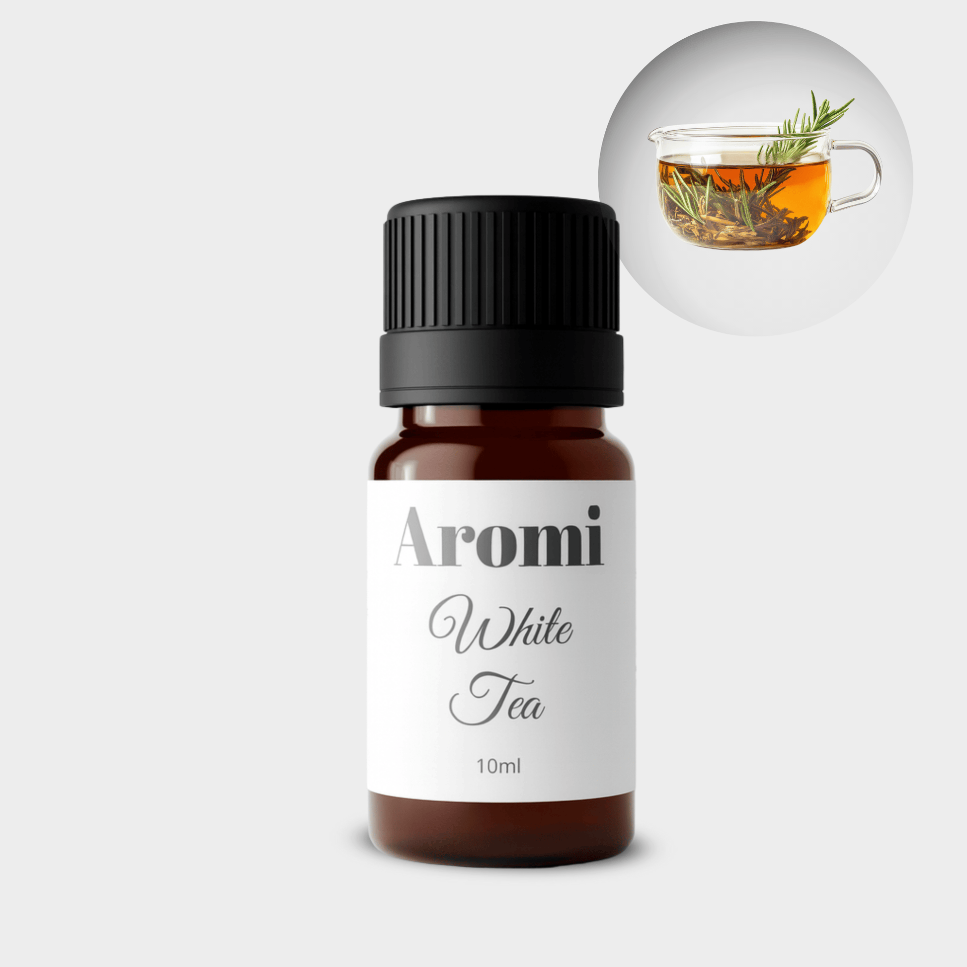 White tea doftolja, frontvy grå bakgrund