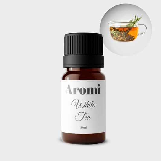 White tea doftolja, frontvy grå bakgrund